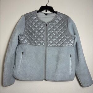 Patagonia Size L Gray Diamond Quilted Full-Zip Recycled Sherpa Hybrid Jacket